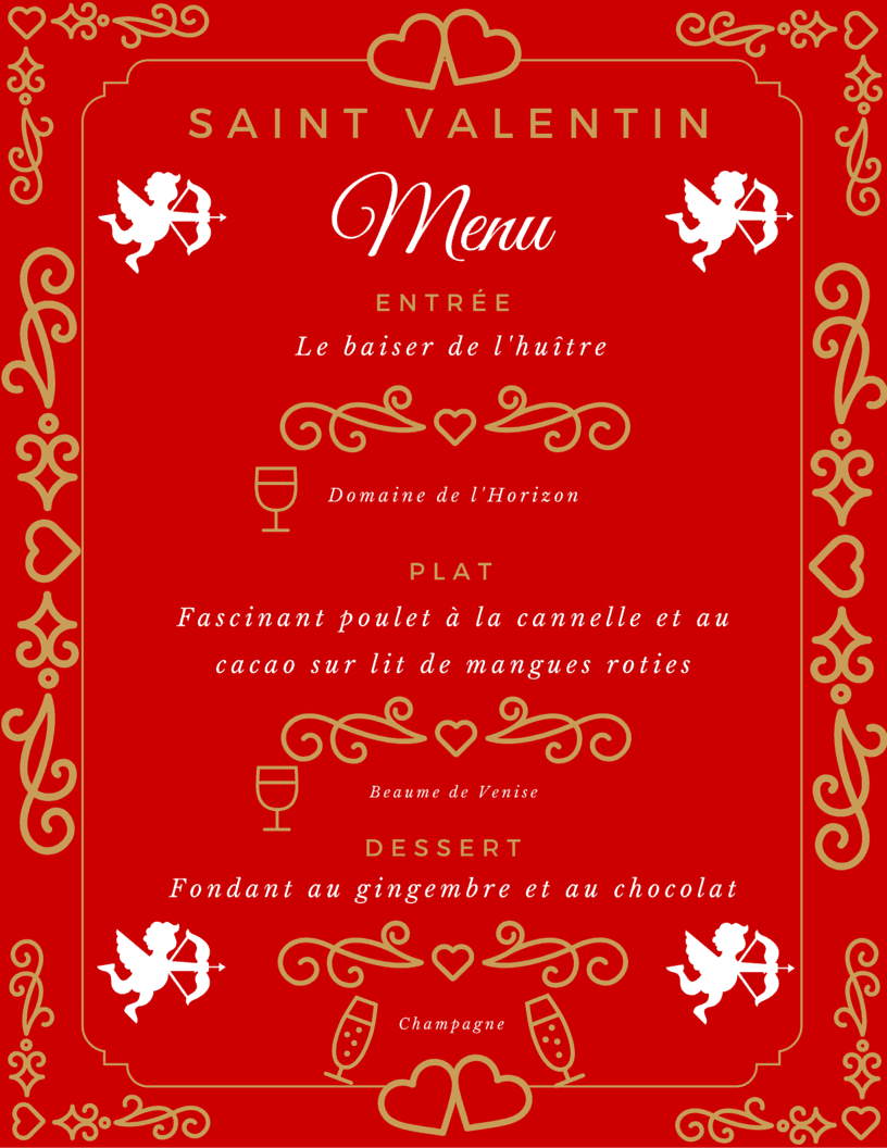 Saint-Valentin-menu aphrodisiaque